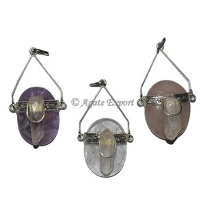 Gemstone Oval Stone Healing Crystal Pendants - Product Image 1