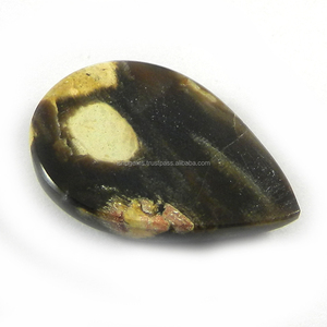 Meilleure pierre naturelle en jaspe de bois d'arachide, cabochon poire 19x27mm, 4,60 g, pierre précieuse pour bijoux - Product Image 2
