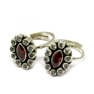 Natural Red CZ 925 Sterling <b>Silver</b> <b>Toe</b> Gemstone <b>Rings</b> Exporter And Wholesaler Stone <b>Silver</b> Jewelry - Product Image 2