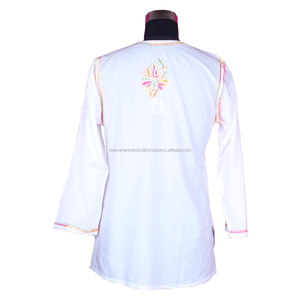 DR153 Lakhnavi Chicken Embroidery Kurti Cotton Chikankari <b>Shirt</b> Tunic Women Wear Embroidery Casual <b>Party</b> Wear Top Blouse Lucknow - Product Image 2