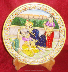 Plaques en marbre incrustées de peinture dorée - Product Image 1