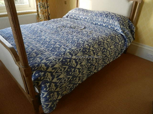 Ikat Kantha Quilt Blue Ikat Kantha Bed Cover - Product Image 2