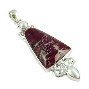 Authentique bijou Shri Ashapura, pendentif en argent plaqué avec perle de jaspe en forme de poire fantaisie, pour mariage, style chrétien classique - Product Image 2