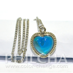 Collar con Colgante de Piedra de humor de corazón que cambia de Color de aleación de Zinc de estilo Vintage, regalo de cadena de 18 "para mujeres y niños - Product Image 3