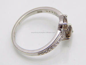 Anillo de Boda Clásico de Plata de Ley 925 con Cuarzo Ahumado para Mujer - Product Image 4