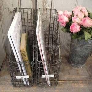 ตะกร้าเก็บลวดตะกร้าลวดสีธรรมชาติแบบเรียบง่ายสำหรับตกแต่งใหม่ตะกร้าลวดดีไซน์เนอร์ - Product Image 1