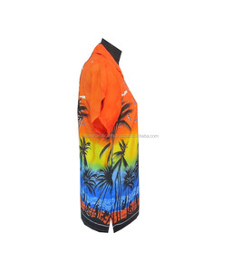 Camisa Hawaiana para hombre con estampado de Palma Camisa Hawaiana para hombre con bolsillo cortado Camisa de tela de poliéster 100% - Product Image 3