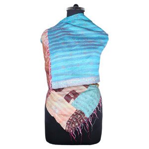 Kantha-Écharpe de Travail en Soie, Style Vintage Fait Main, Design Tendance pour Filles, SC1449 - Product Image 1
