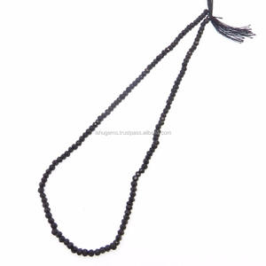 Spinelle noir à facettes lisse cabine ronde lâche 6mm perles de pierres précieuses 15 pouces de longueur pour bijoux perles de pierre - Product Image 3