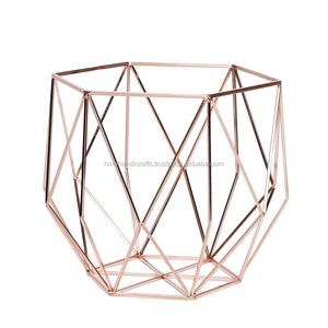 Copper Geometric Metal Fruit Mesh <b>Bowl</b>, Metal Fruit Wire Mesh Basket - Product Image 1