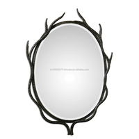 Miroir antique décoratif en forme de tournesol, magnifique mur métallique argenté