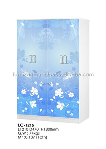 Style moderne 4 portes 5 étagères de rangement chambre à coucher paysage armoire 1215 longue zone de vêtements suspendus pour la maison ou l'hôtel/salle de sport - Product Image 6