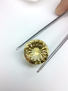 สีเหลืองมะนาวธรรมชาติ15มม. รอบสองขั้นตอนเว้าตัดความร้อนได้รับการรักษาอัญมณีหลวม - Product Image 6