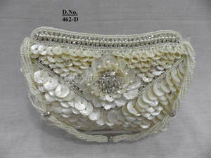 Satin <b>Clutch</b> Bag with Flower Embellishment for Evening Party Lowellcraft From Delhi - Product Image 3