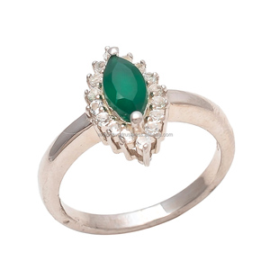 925 classico argento Sterling gioielli da sposa per le donne ragazze migliori moda verde onice zircone 18K anello all'ingrosso - Product Image 1