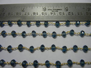 Iolite rondelle สร้อยคอลูกปัดสีเขียวลวดชุบทองประดับอัญมณี - Product Image 4