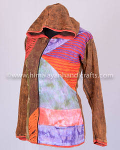 Veste à capuche de style bohème pour femme, rasoir coupe contrastée et Patchwork brodé, CSWJ 406A - Product Image 3