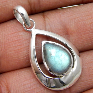 ธรรมชาติ Labradorite 925เงินสเตอร์ลิงจี้ที่ดีแฮนด์เมดเครื่องประดับเงินของขวัญสำหรับเธอ - Product Image 1