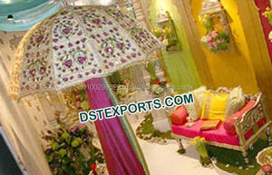 ร่มเวทีแต่งงานอาหรับMehandiเวทีร่มสีทองมุสลิมMehndiขั้นตอนร่มอินเดียและParsolsตกแต่ง - Product Image 3