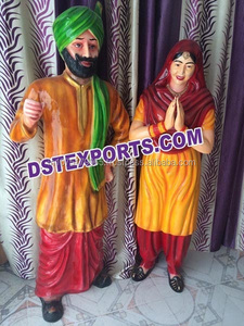 Punjabi Cultura Da Sposa <span class=keywords><strong>Bhangra</strong></span> Statua Tradizionale Punjabi Set Di Quattro <span class=keywords><strong>Bhangra</strong></span> Fibra Statua Reale Punjabi In Fibra di Cultura Statua - Product Image 2