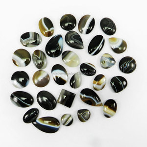 พลอยนิลลายทางธรรมชาติกึ่งมีค่า,พลอยทรงหลวม Cabochon 100 Gms แบบผสมผสาน30ชิ้น IG3770