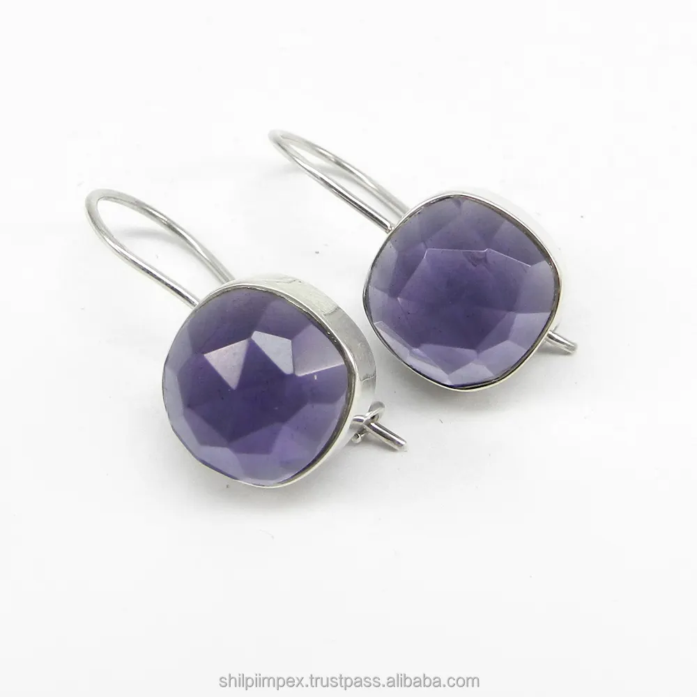 Purple Amethyst Hydro Solid 925 Sterling Silver Earrings