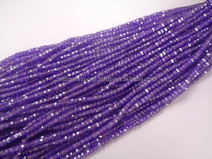 Hilo de cuentas de piedra de 3mm microfacetadas de circón púrpura amatista natural - Product Image 3