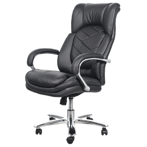 Chaise de bureau ergonomique de qualité supérieure avec dossier haut, pivotante, en PU, avec base chromée robuste, Carmen 6100, noir et marron - Product Image 3