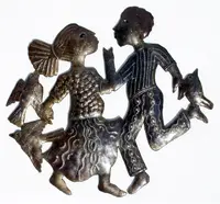 Ballare La Gente Decor Caraibi Arte Della Parete del Metallo Haitiano di Opere D'arte Per La Vendita Da Ballo Artigianato, Formato 60 centimetri