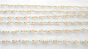 Perles de calcédoine verte plaquées or Chapelet enroulé en fil de pierre naturelle avec chaîne en laiton Pièce de monnaie en grappe Charme de pierre de naissance - Product Image 4