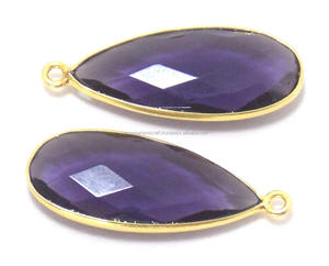 Conector de piedra natal de latón dorado personalizado hecho a mano, accesorios de joyería de amatista de múltiples piedras preciosas chapadas en oro, tamaño de cuenta MM facetado - Product Image 2