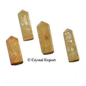 2017 Punto de cristal craquelado amarillo: compre puntos de curación a bajo costo Suministro de artesanía de piedra semipreciosa - Product Image 1