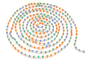 Chaîne de chapelet multi-pierres faite à la main plaqué or 3-4mm forme de rondelle pierres taillées à facettes composants de fabrication de bijoux à la mode - Product Image 2