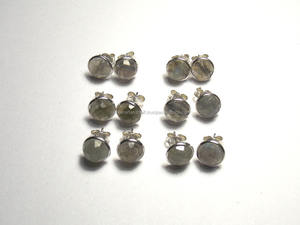 925 argent Sterling naturel Labradorite pierre précieuse avec plaqué or fait à la main forme ronde cadeau de mode pour sa boucle d'oreille - Product Image 4