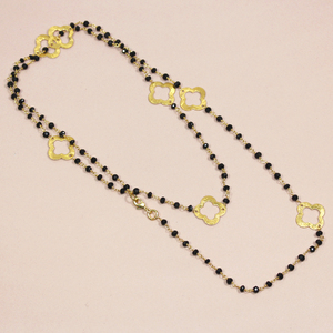 Collar de Latón chapado en oro de 36 ", espinela negra, joyería de moda - Product Image 2