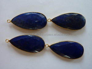 Connecteur de pierres précieuses Lapis Lazuli avec finition en or vermeil Composants de fabrication de bijoux pour chaînes - Product Image 6