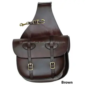 New Dark Brown Leather Red Stitching Sportster Throw Over Saddlebags