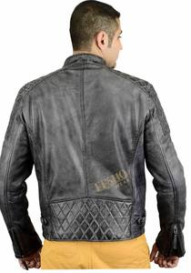 Veste en cuir gris de qualité supérieure pour hommes, vêtements d'extérieur d'hiver confortables et élégants, manteau de mode décontracté fabriqué au Pakistan - Product Image 4