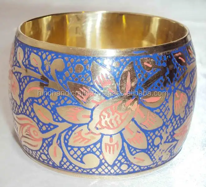 Brazalete de flores de metal Flor azul y rosa 13413, brazalete de acero inoxidable para mujer con hermoso diseño proveedor de India