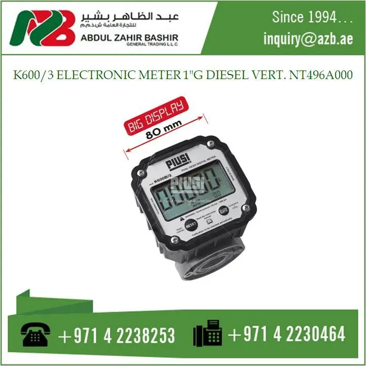 K600/3 ELECTRONIC METER 1"G DIESEL VERT. NT496A000