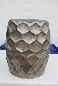 Handcrafted <b>Round</b> Metal Nesting <b>Side</b> <b>Tables</b> with Geometric Openwork Design <b>Gold</b> Finish Modern Living Room Home Furniture Decor - Product Image 4