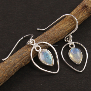 Pendientes Largos Elegantes Religiosos Hechos a Mano para Mujer, Piedra Lunar Arcoíris Natural, Plata de Ley 925, para Regalo de Boda y Fiesta - Product Image 2