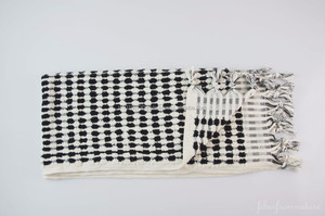 PomPom Hand Towel, Peshkir, Pestemal Turkish / <b>Black</b> & White - Product Image 6