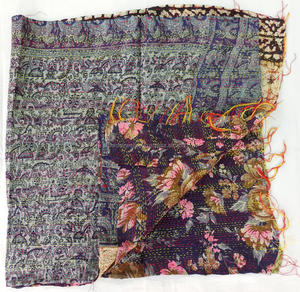Traditional West Bengali Kantha Stoles Embroidered Sari <b>Scarves</b> With Medium Length Style - Product Image 1
