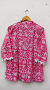 Magnifique tunique en coton imprimé à manches courtes pour femme, haut en coton imprimé Floral pour la plage, vêtements d'automne - Product Image 3