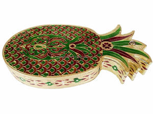 Caja de Chocolate Meenakari hecha a mano con forma de piña, caja de fruta seca, regalo de boda o ceremonia - Product Image 3