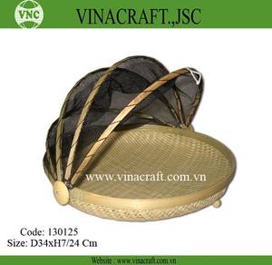 Cesta de Almacenamiento de Bambú Natural con Cubierta de Malla Negra, Almacenamiento Ecológico y Elegante para el Hogar de VN - Product Image 1