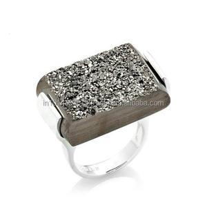 Exportadores directos al por mayor Anillos Druzy Joyería clásica recubierta chapada en oro en todos los tamaños y formas para compromiso y fiesta - Product Image 4