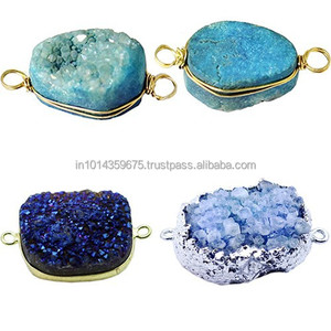 <b>Opal</b> Druzy Gemstone Charm <b>Pendant</b> Connectors Platinum Gold Plated 925 Sterling Silver Classic Style Unisex Party Occasions - Product Image 1