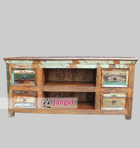 Rustic Reclaimed Wood <b>TV</b> <b>Stands</b> <b>Tv</b> Cabinet With 4 Drawers And 2 Shelves Storage Buffet Cabinet For Living Room <b>Bedroom</b> Hotel - Product Image 5